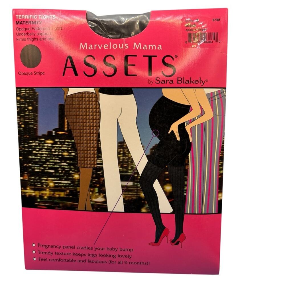 Assets by Sara Blakely Marvelous Mama Maternity Tights Black Stripe Size 3